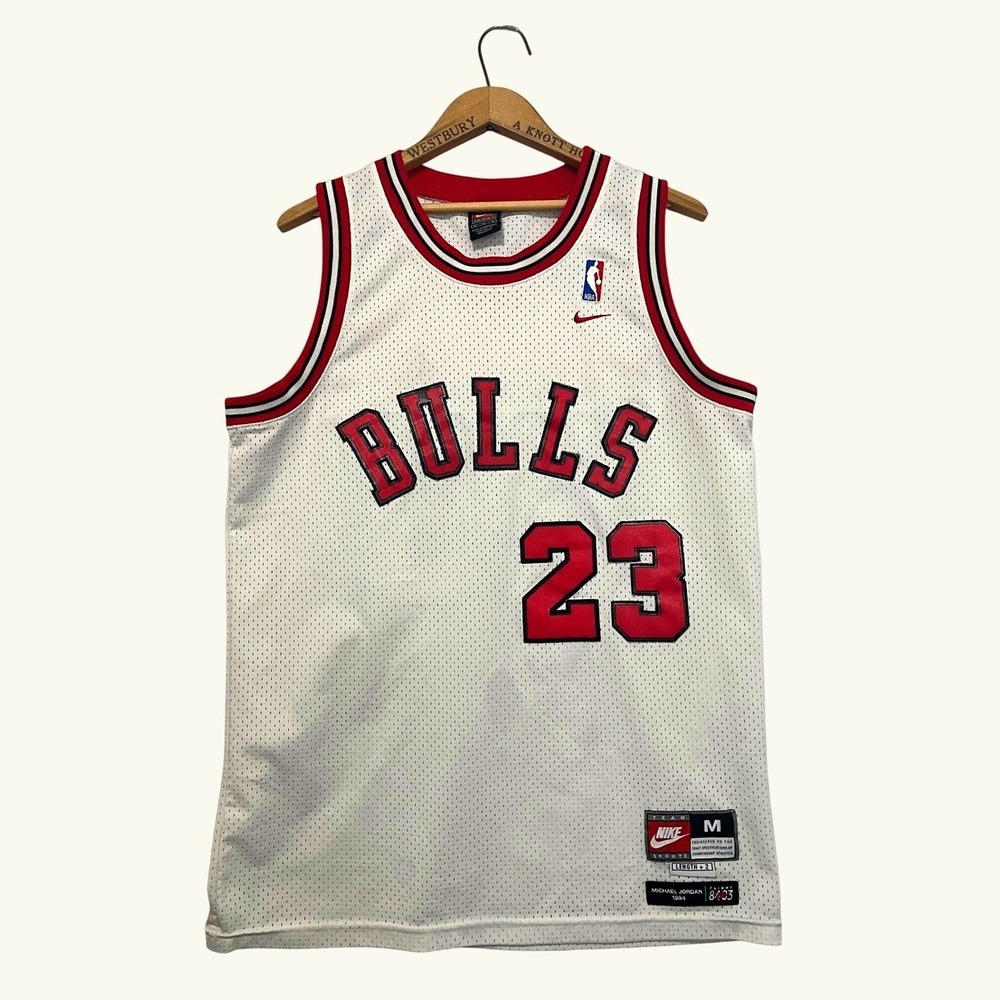 Nike Michael Jordan Chicago Bulls NBA Jersey White Size M+2 Rookie 1984 Stitched